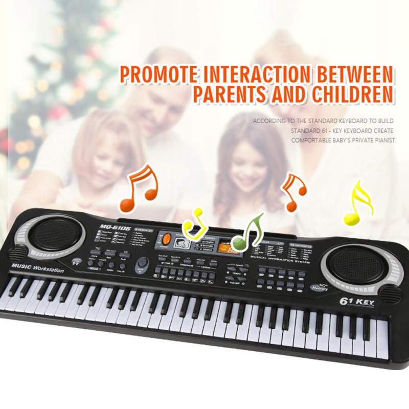 61-Key Digital Music Piano Keyboard Portable Electronic Musical Instrument w Mic