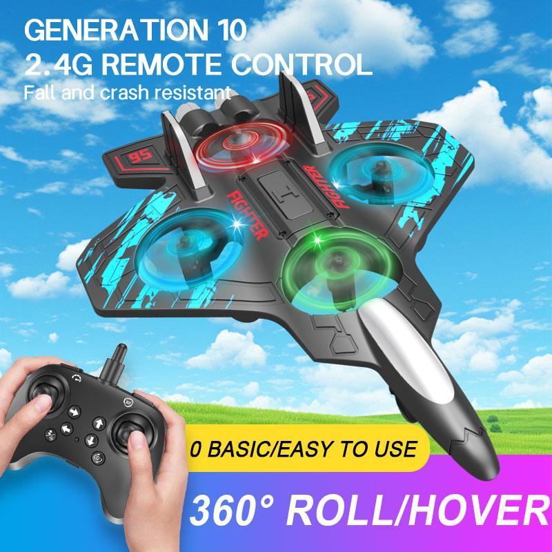 Remote Control Airplane, 1 Count 4-axis Drone with Remote Control, Foam Glider, Gravity Sliding Airplane, Outdoor Electric & Remote Control Toys for Gift