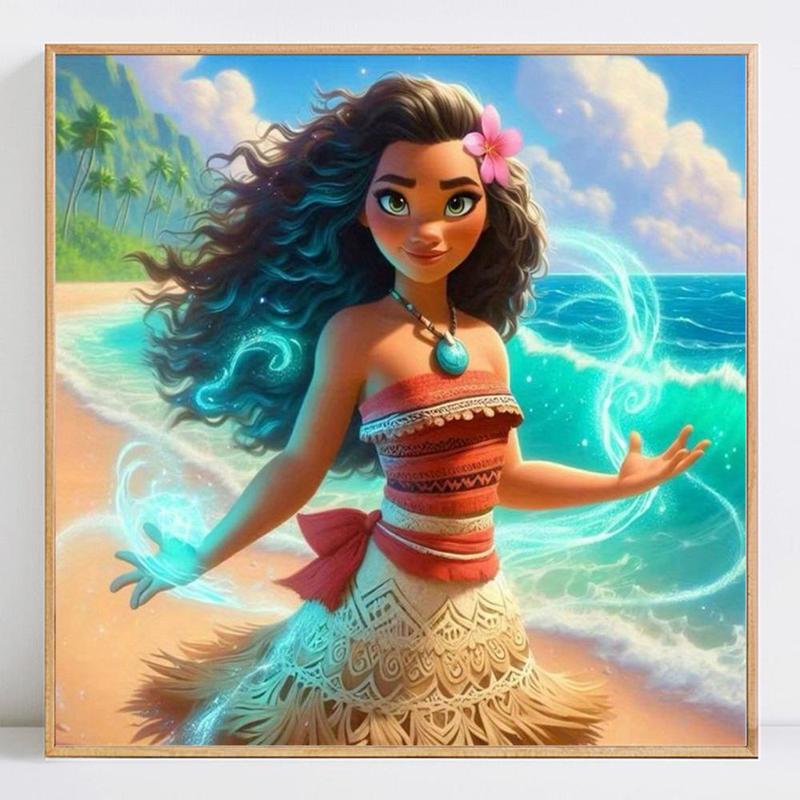 Moana Pattern DIY Diamond Arts Colorful Painting Kit without Frame, 5D DIY Diamond Decor Painting by Numbers Kit, DIY Wall Art Decor