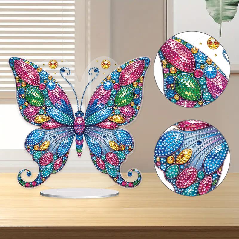 Colorful Butterfles Diamond Art Kits for Home Office DIY Acrylic Desktop Decor -1194085 diamonds are