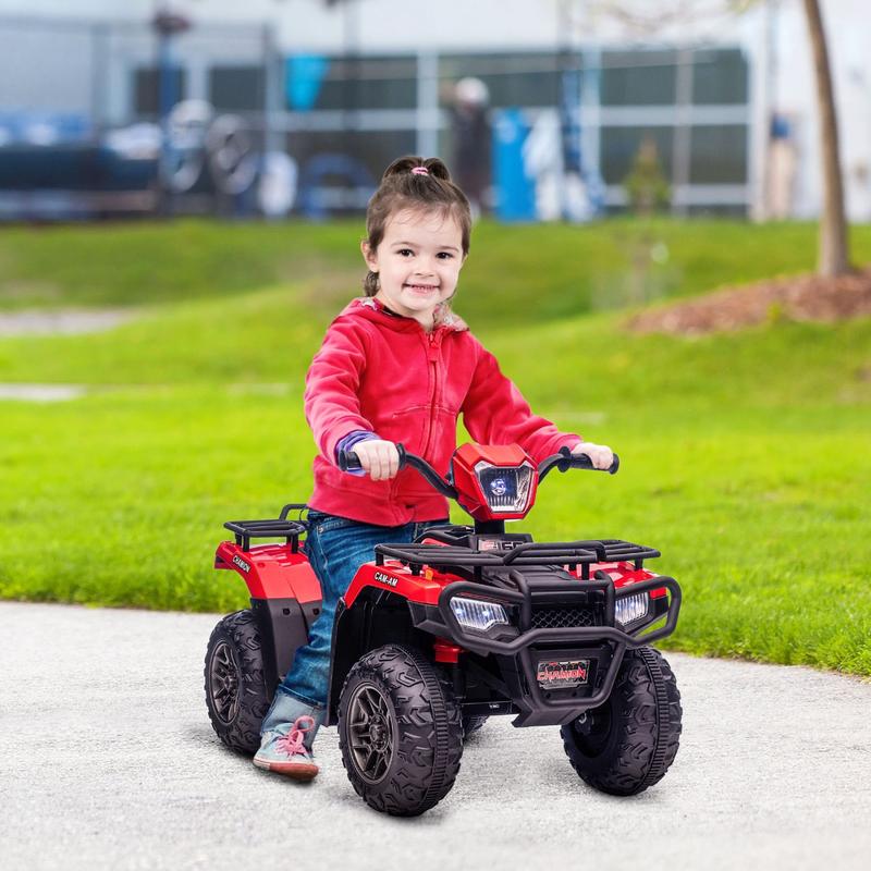 12V Ride on ATV for Kids, Kids Electric 4 Wheeler with Headlight, Music, MP3, Treaded Tires, Battery Powered Kids Quad for Toddler, Red