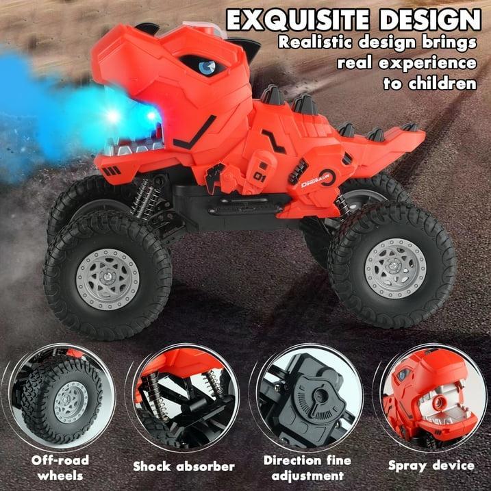 Dinosaur Mist-Spraying Remote Control Monster Truck Toy, offering an authentic dino experience and exciting remote-controlled play.