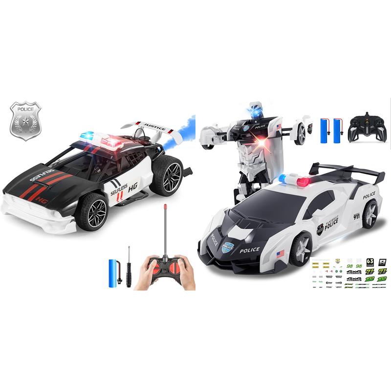 Transformable Robot RC Car+Jet RC Car 2.4GHz-1:18 Scale,Lights,Rotatable Drift,Rechargeable,Christmas Halloween Gift