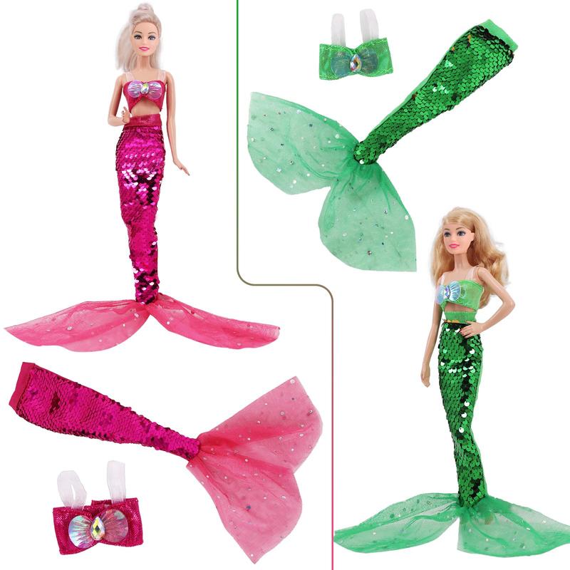 5 Pcs 11.5 Inch Girl Doll Mermaid Tail Clothes & Doll Accessories Mermaid Tail Summer Dress Swimsuit Bikini (No Doll)