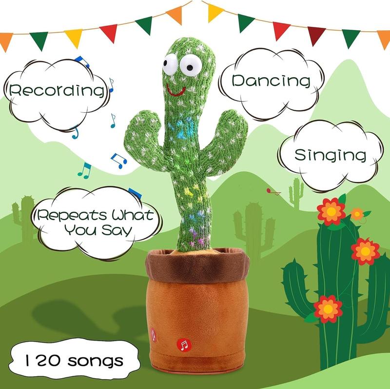 2024 Dancing Cactus toy, Talking Cactus Repeats What You Say, New Soft Plush Talking Toy Electric Speaking Cactus Toys Packing with Box