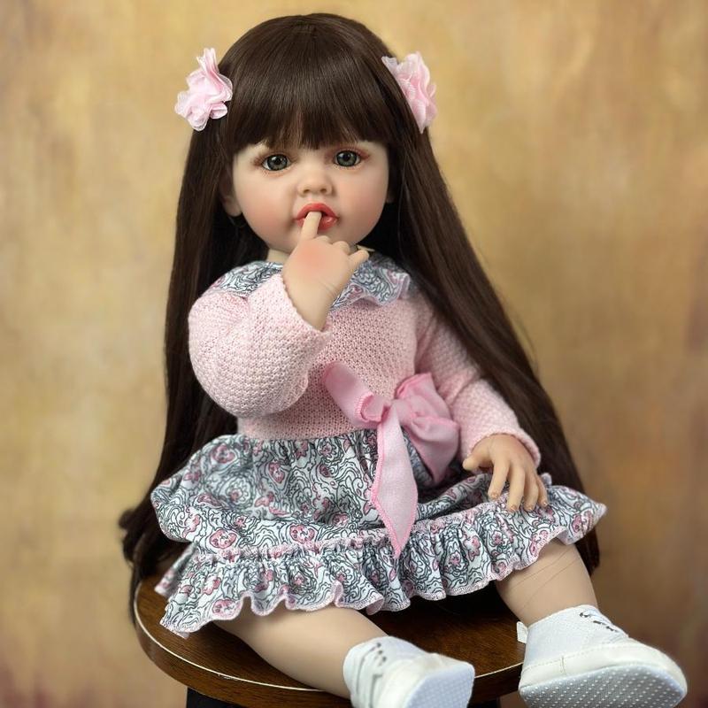 22 Inch Life-like Reborn Doll, Soft Silicone Realistic Girl Doll, Ideal Dolls Toy, Pretend Play Props, Birthday Gifts, Toys for Adults, Thanksgiving, Childlike Toys, Christmas Gift