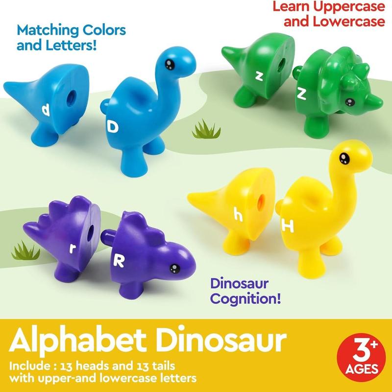 Dinosaur Design Alphabet Matching Game, Matching Letters Game Toy with Uppercase & Lowercase, Creative Learning Toy for Hand-eye Coordination, Christmas Gift