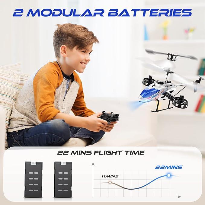 DEERC Remote Control Helicopter, 4.5CH Lateral Drift RC Helicopters W Light, 22 Min Play, Altitude Hold, Gyroscope, 2.4GHz Toy for Beginner rc power