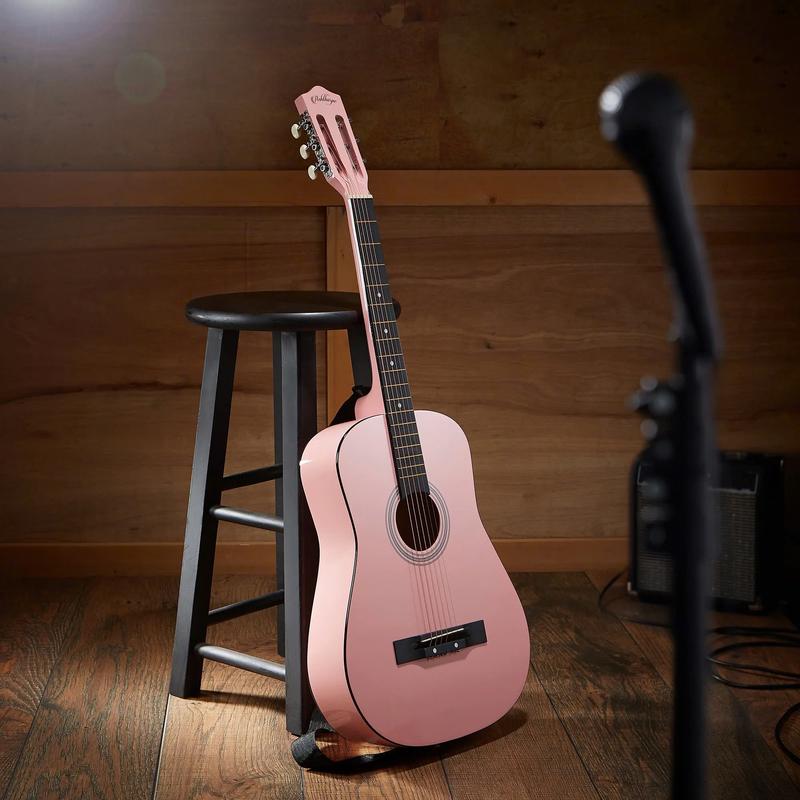 38-Inch Beginner Acoustic Guitar Starter Package, Pink