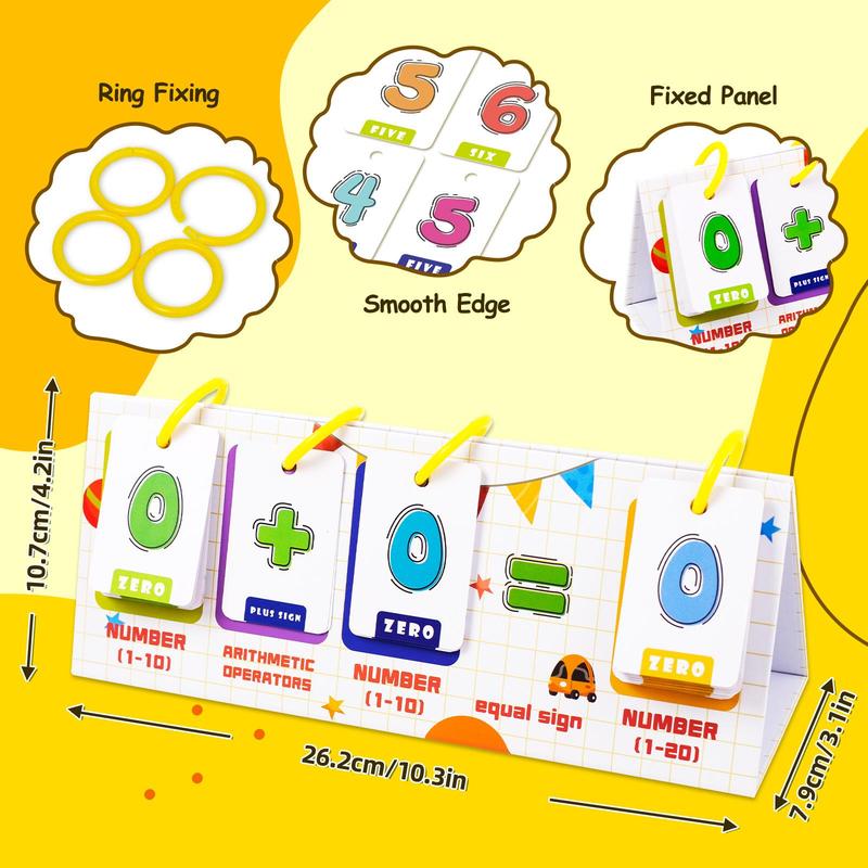 Number Calculator Card (1 Set), Math Calculator Card Desktop Toy, Including 45pcs Double Sided Pictures Cards, Educational Math Learning Card, Office Stationery & Supplies