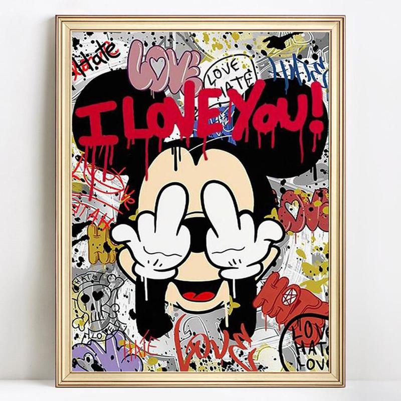 DIY Artificial Rhinestones Arts Painting Kit Without Frame, Cartoon Mouse Pattern DIY Painting, Handmade Craft Wall Art Decoration