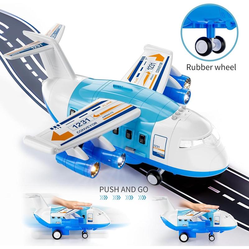 Airplane Toys ,Transport Cargo Airplane Car Toy Play Set - 12PCS Construction Cars Toy Airplane, Toys Plane with Lights and Sounds,Christmas gifts, birthday gifts