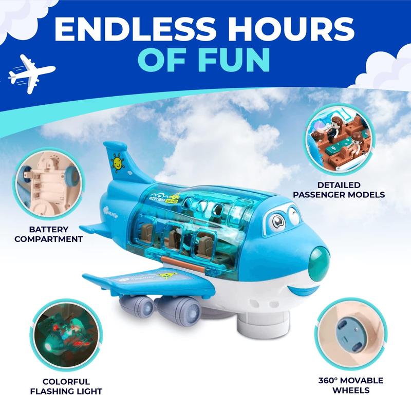 Electric Airplane Toy, 1 Box Airplane Model with LED Flashing Light & Music, Science & Technology Toy for Boys & Girls, Birthday Gift