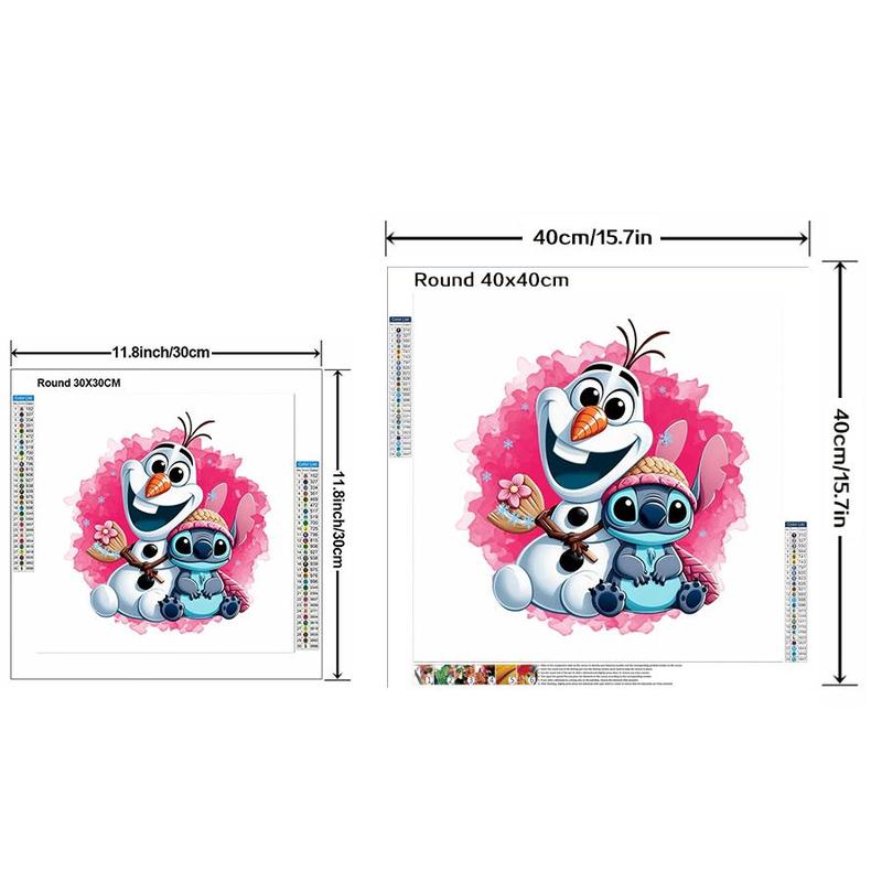 Olaf & Stitch Pattern Diamond Arts Colorful Painting Kit without Frame, DIY 5D Cartoon Diamond Arts Crafts Kit, Wall Art Decoration for Home Bedroom