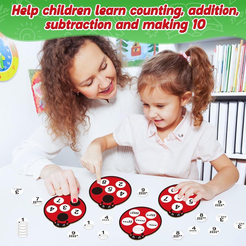 Ten Frame Set,Math Manipulative Games,Addition & Subtraction Math Flash Cards,Number Matching Learning Board Games