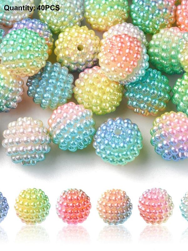 Simple Imitation Pearl Acrylic Round Bead (40pcs), Berry Bead, Combined Bead for Women & Men for Daily Use, Diy Jewelry Accessories for Bracelet Necklace Earrings