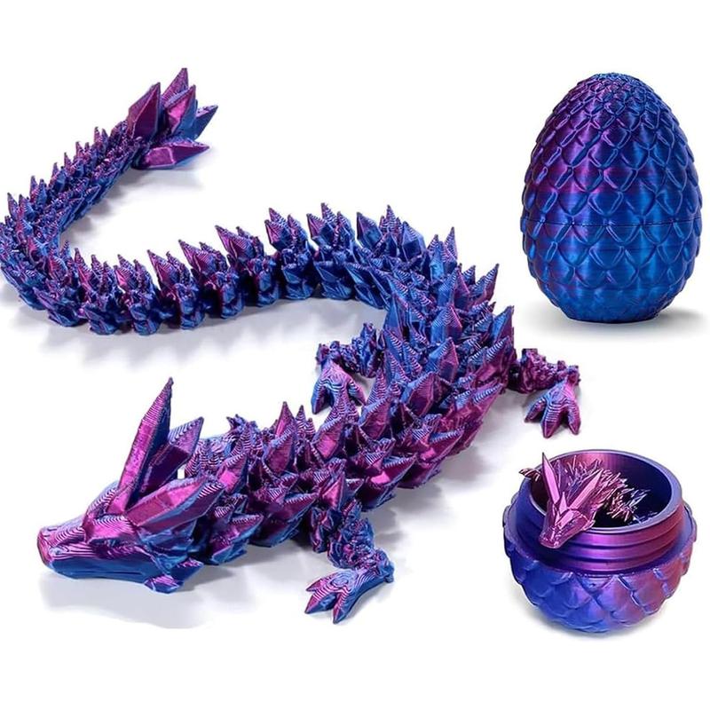 3D Printed Dragon Egg, Fully Jointed Mysterious Dragon Egg with Dragon Inside, 3D Printed Crystal Dragon Toy Surprise Home Decor for Kids Boys Girls Gift