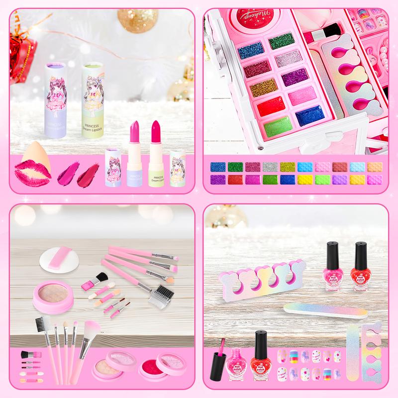 Pretend Play Makeup Kit,Washable Makeup Kit with Unicorn Bag,Make Up Kit for Christmas Birthday Gifts