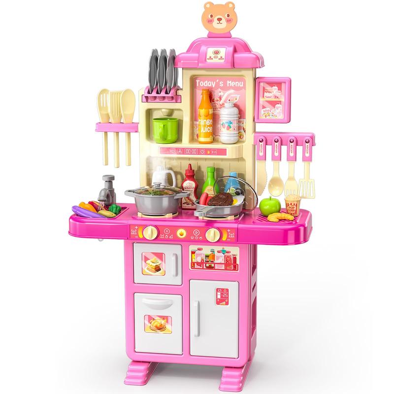 Christmas Gift Play Kitchen Playset - Pretend Play Kitchen Accessories , Interactive  Toys Play with Lights and Sounds, Outdoor Playset Gifts