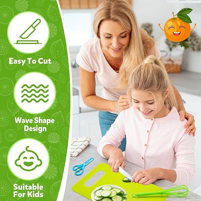 Upgraded version 28 Count Kitchen Tools for Kids, Kitchen Cookware Baking Toy Sets for Kids, Kids Safe Kitchen Knife Set for Real Cooking, Educational Gift for Kids Boys Girls.