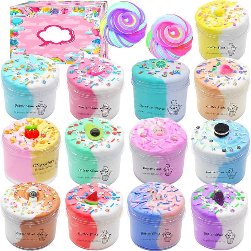 13-Pack Two-Color Butter Slime Set, Soft and Non-Stick, Kids DIY Slime Toys, Perfect as Birthday Gifts, Party Gifts for Boys and Girls