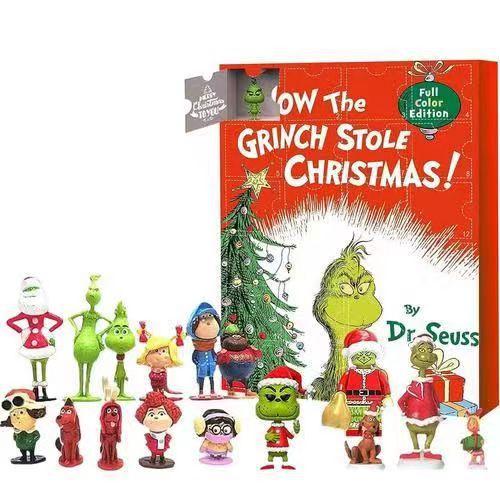 Anime The Grinch Advent Calendar Box 24Pcs Set Action Figure PVC Model Christmas Advent Calendar Countdown Kids Toys Gift