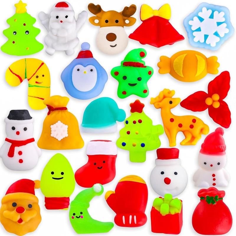 MGparty 24Pcs Christmas Squishies Toys Mochi Squishies Toys Bulk Party Favor for Kids Christmas Stocking Stuffers Goodie Bag Filler Bulk