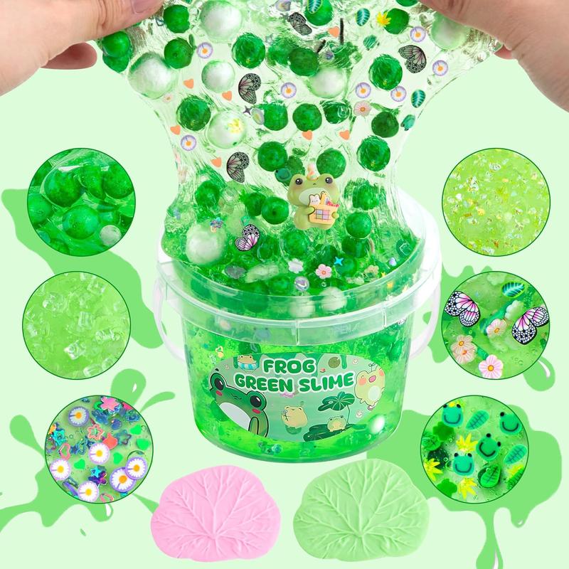 Frog Clear SlimeKit for kids Ages 8-12 with 8 Packs Slime Add-Ins Non Stick Slime with Clay, Birthday Halloween Christmas Easter Gifts thanksgiving