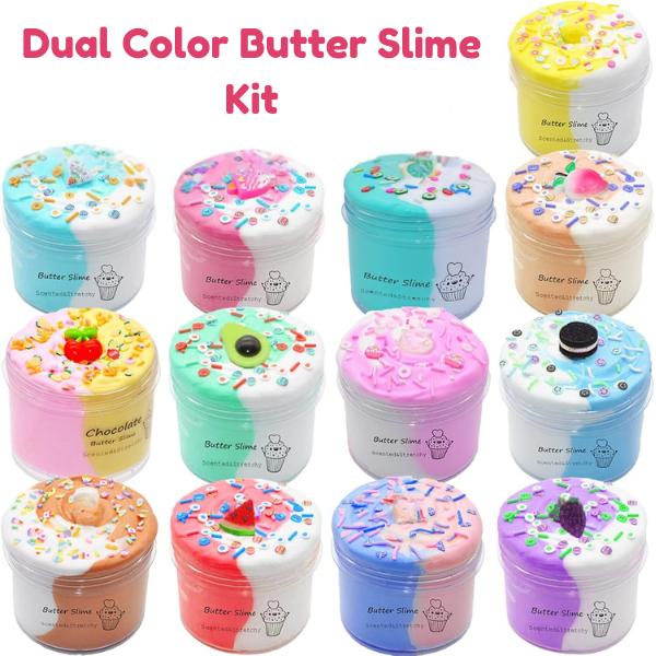 13 Pack Dual Color Butter Slime Kit,Soft & Non-Sticky,DIY Slime Toys for Kids,Very Suitable Birthday Gifts for kids christmas gift thanksgiving gift