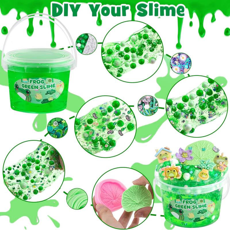 Frog Clear SlimeKit for kids Ages 8-12 with 8 Packs Slime Add-Ins Non Stick Slime with Clay, Birthday Halloween Christmas Easter Gifts thanksgiving