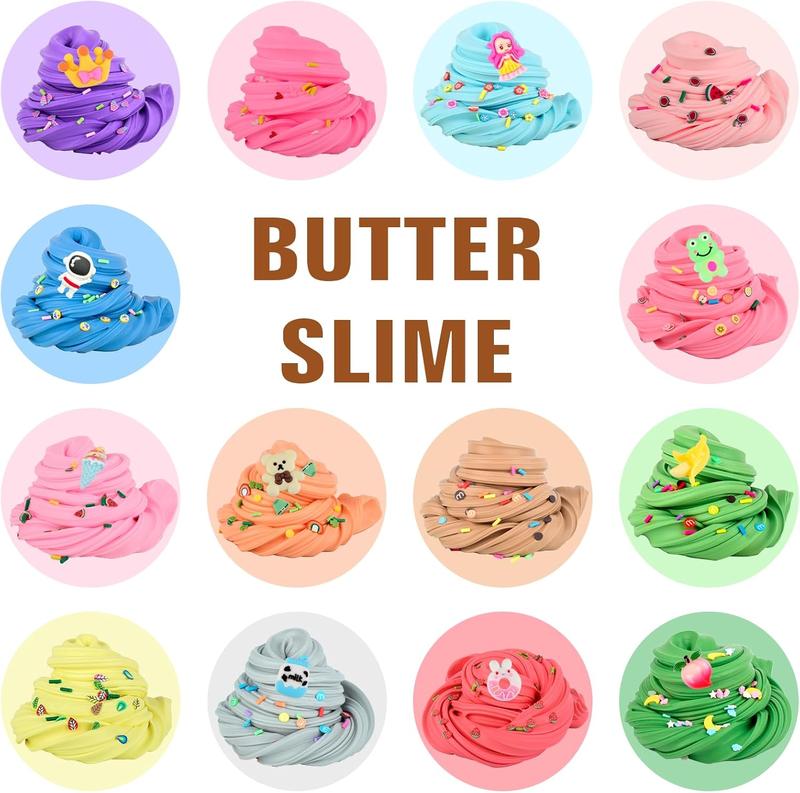 Christmas gift Butter Slime Set for Party Favors, 14 Pack Butter Slime Kit for Kids, DIY Putty Stress Relief Toy for Girls and Boys