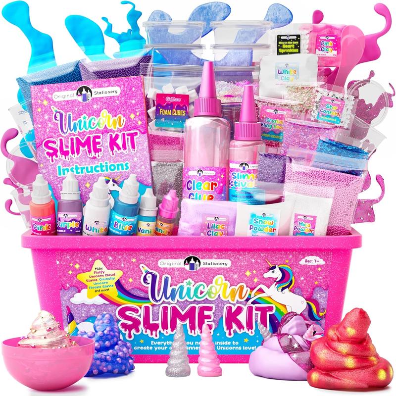 Original Stationery Unicorn Slime Kit, Slime Kit for Girls 10-12 to Make Amazing Unicorn Slime for Girls and Glow in The Dark Unicorn Slime for Kids