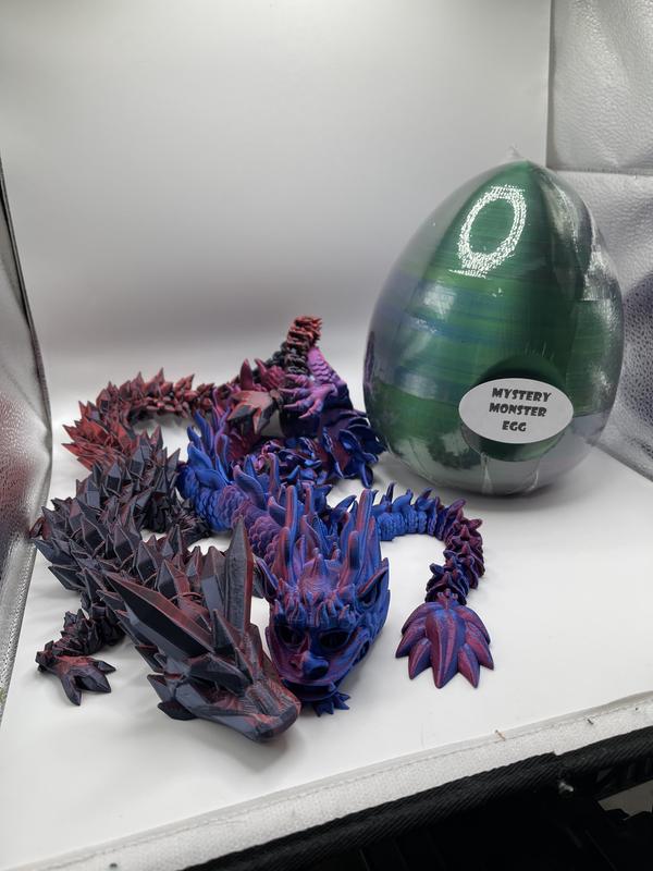 Monster Egg Large Articulated Dragon with extra goodies added Articulating Items 3d printed fun