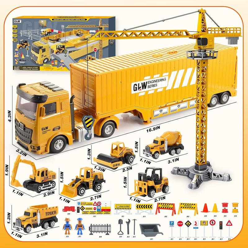 Construction Toys for 3-7 Year Old Boys Girls Construction Truck Toys Set Kids Construction Toys - Crane Excavator Dump Trucks, Construction Vehicle Toys for 3 4 5 6 7 8 Years Old Boys Kid Gifts