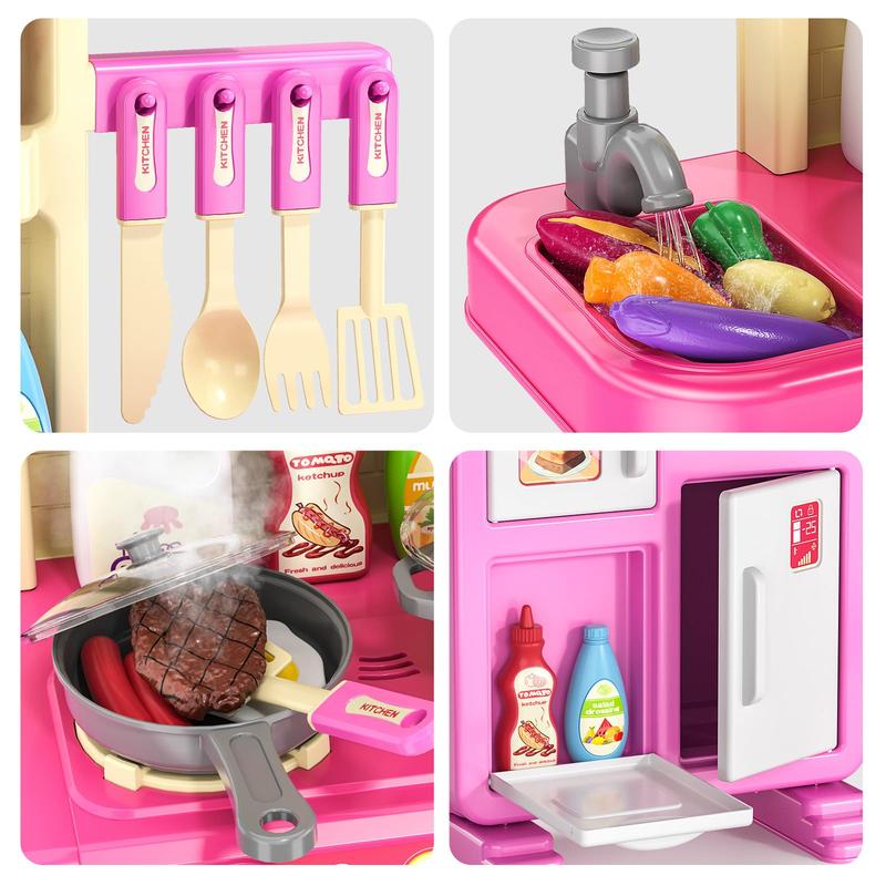 Christmas Gift Play Kitchen Playset - Pretend Play Kitchen Accessories , Interactive  Toys Play with Lights and Sounds, Outdoor Playset Gifts