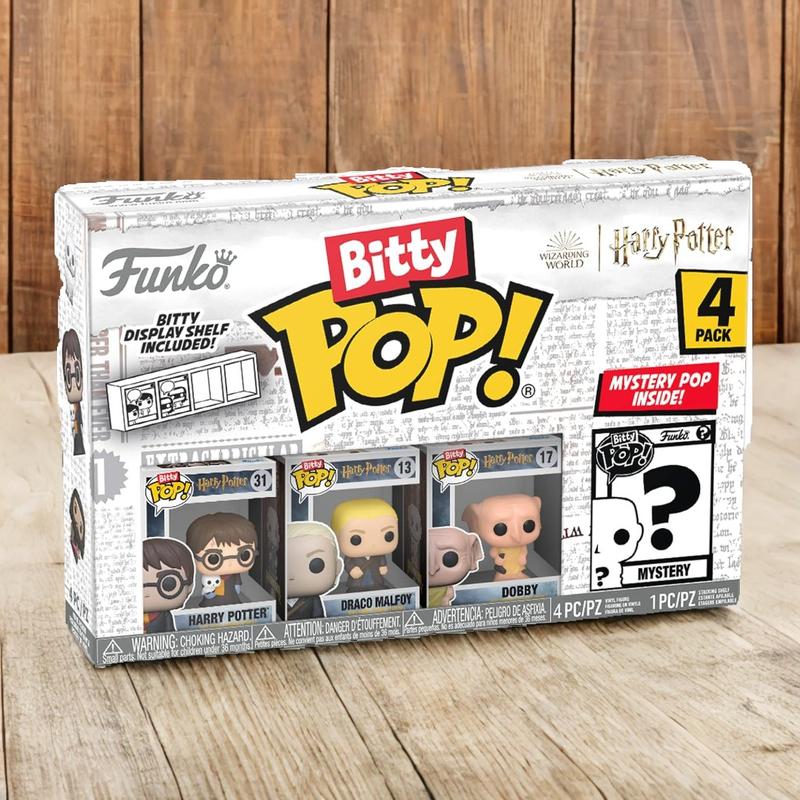 Funko Bitty Pop! Harry Potter Mini Collectible Toys 4-Pack - Harry Potter, Draco Malfoy, Dobby & Mystery Chase Figure (Styles May Vary)