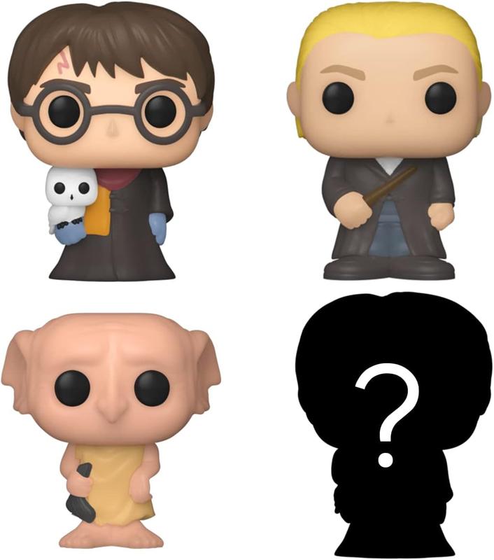 Funko Bitty Pop! Harry Potter Mini Collectible Toys 4-Pack - Harry Potter, Draco Malfoy, Dobby & Mystery Chase Figure (Styles May Vary)