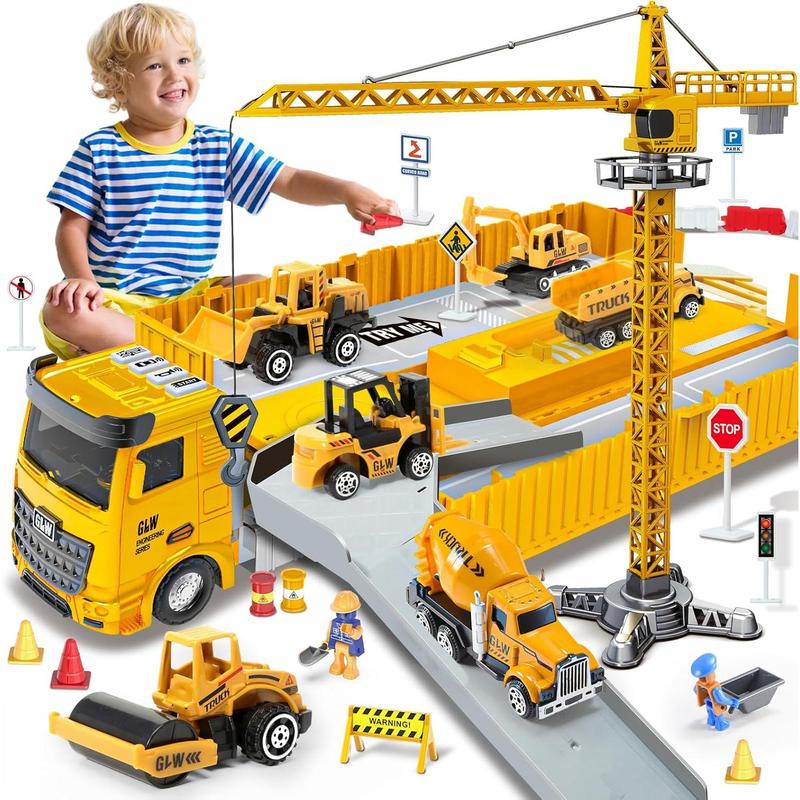 Construction Toys for 3-7 Year Old Boys Girls Construction Truck Toys Set Kids Construction Toys - Crane Excavator Dump Trucks, Construction Vehicle Toys for 3 4 5 6 7 8 Years Old Boys Kid Gifts