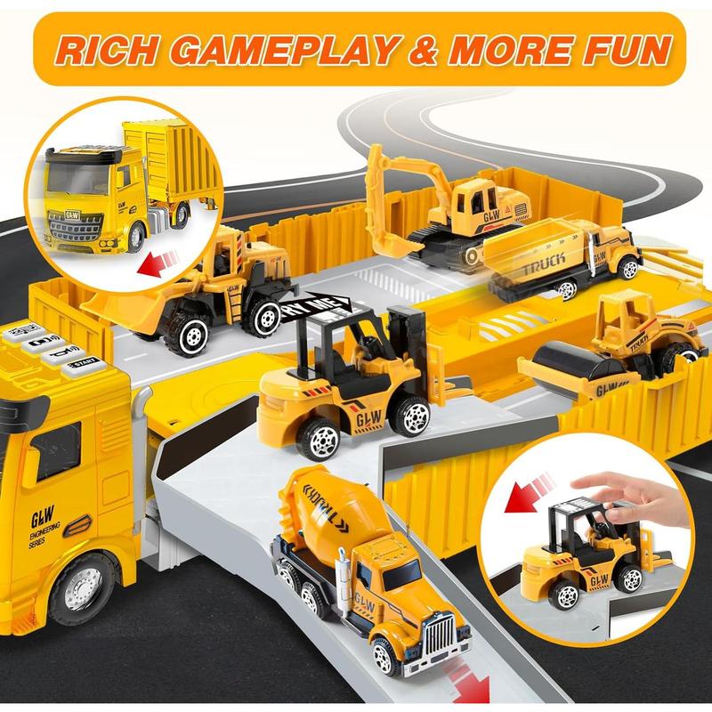 Construction Toys for 3-7 Year Old Boys Girls Construction Truck Toys Set Kids Construction Toys - Crane Excavator Dump Trucks, Construction Vehicle Toys for 3 4 5 6 7 8 Years Old Boys Kid Gifts