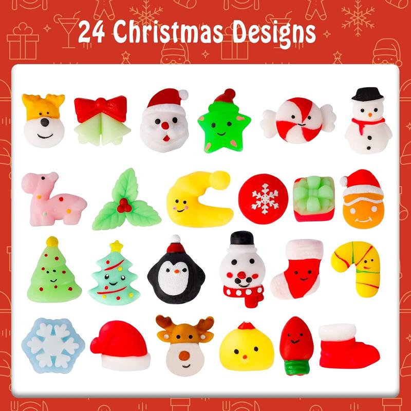 MGparty 24Pcs Christmas Squishies Toys Mochi Squishies Toys Bulk Party Favor for Kids Christmas Stocking Stuffers Goodie Bag Filler Bulk