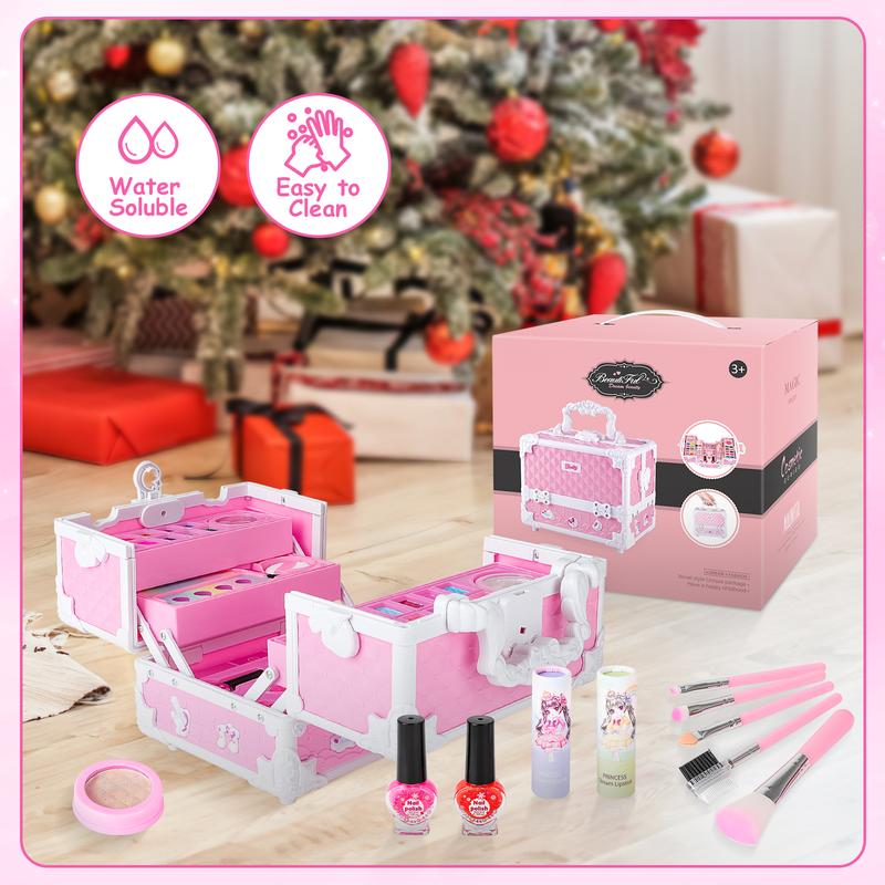 Pretend Play Makeup Kit,Washable Makeup Kit with Unicorn Bag,Make Up Kit for Christmas Birthday Gifts