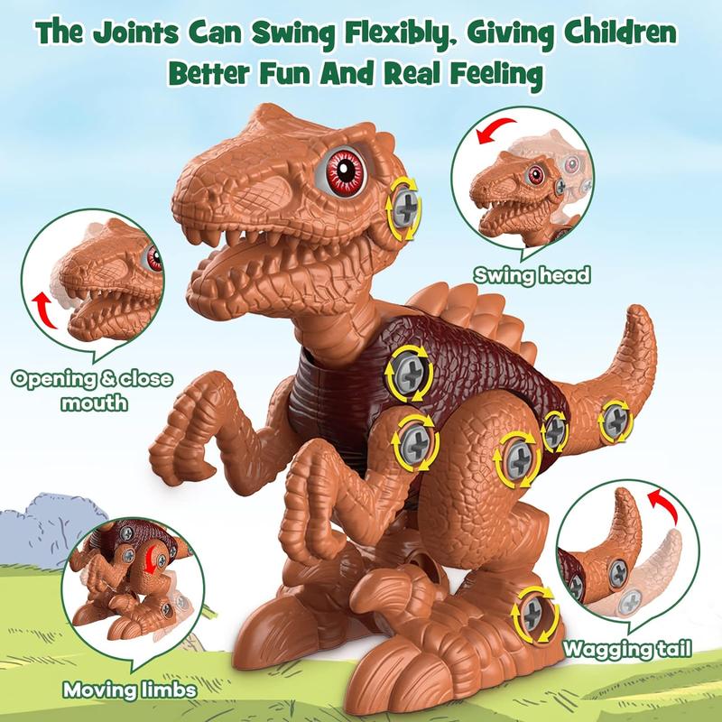 Christmas 2024 Gifts Kids Toys Laradola 3 Dinosaur Animal Rosie Toy for Kid Gift Take Apart STEM ,Construction Building Dino with Electric Drill, Party Christmas Birthday Gifts for Boys Girls