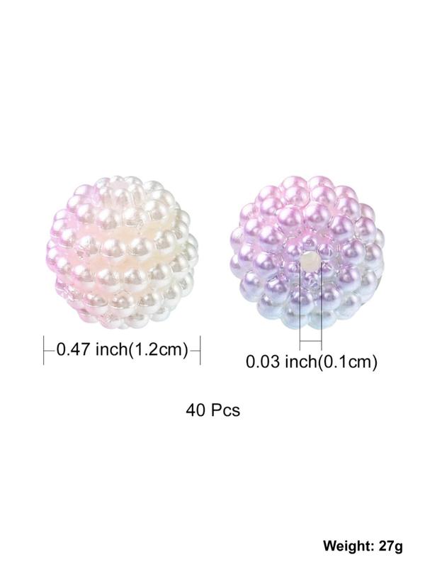 Simple Imitation Pearl Acrylic Round Bead (40pcs), Berry Bead, Combined Bead for Women & Men for Daily Use, Diy Jewelry Accessories for Bracelet Necklace Earrings