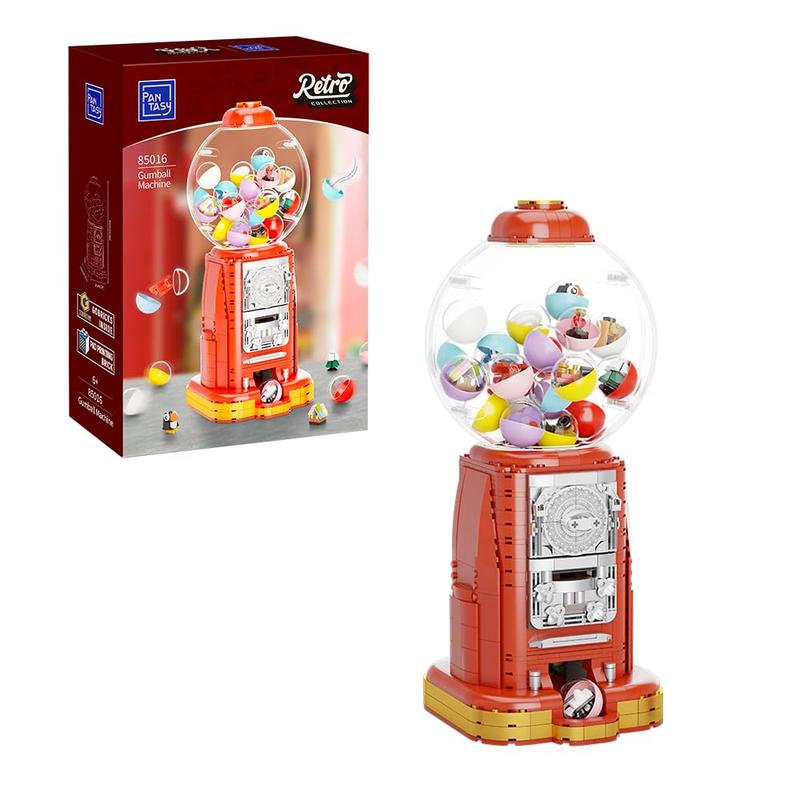 PANTASY Retro Gumball Machine Building Block Set, with 12 Micro Building Blocks and 12 Lucky Notes for Multiple Gameplay Desktop Collectible-Quality Classic Gumball Machine Assembly Blocks Kit, Thanksgiving (892 pcs) (85016)