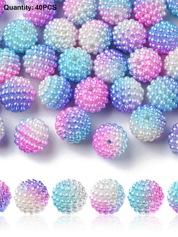 Simple Imitation Pearl Acrylic Round Bead (40pcs), Berry Bead, Combined Bead for Women & Men for Daily Use, Diy Jewelry Accessories for Bracelet Necklace Earrings