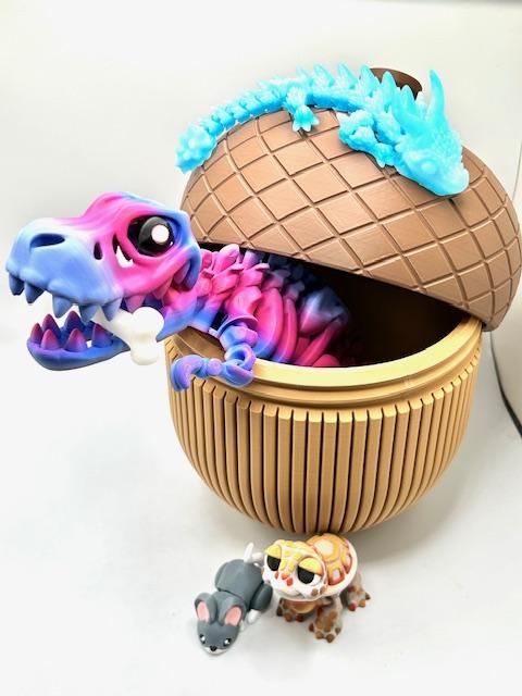 Monster Egg Large Articulated Dragon with extra goodies added Articulating Items 3d printed fun