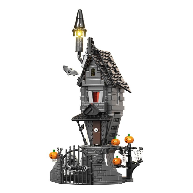 (568 pcs) Halloween Haunted Mansion House Building Blocks Set with Glowing Lighting, Ideal Christmas & Halloween Gifts for Fans and Kids