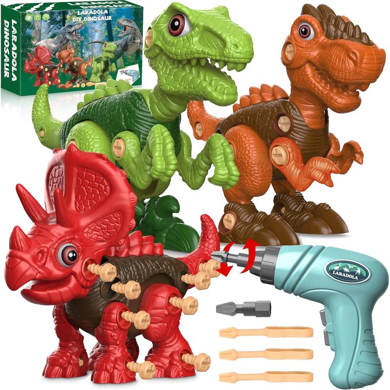 Christmas 2024 Gifts Kids Toys Laradola 3 Dinosaur Animal Rosie Toy for Kid Gift Take Apart STEM ,Construction Building Dino with Electric Drill, Party Christmas Birthday Gifts for Boys Girls