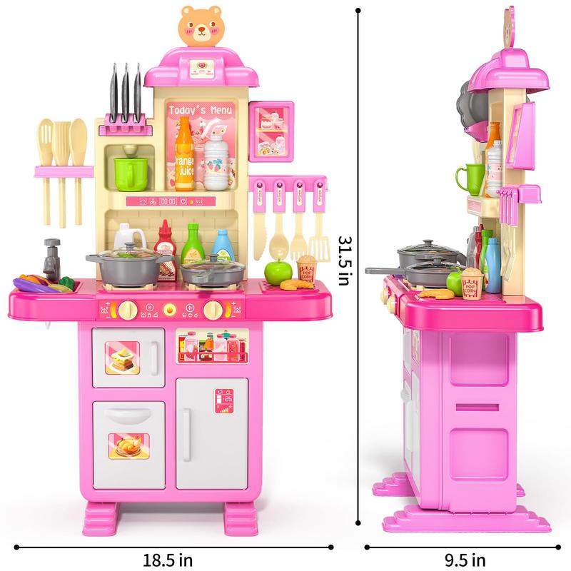 Christmas Gift Play Kitchen Playset - Pretend Play Kitchen Accessories , Interactive  Toys Play with Lights and Sounds, Outdoor Playset Gifts