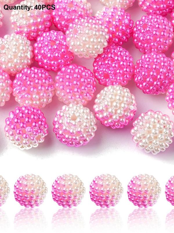 Simple Imitation Pearl Acrylic Round Bead (40pcs), Berry Bead, Combined Bead for Women & Men for Daily Use, Diy Jewelry Accessories for Bracelet Necklace Earrings